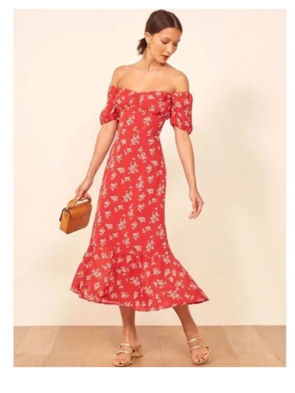 New Reformation Hannah Summer Dress Size 4 Floral Red - Picture 2 of 12
